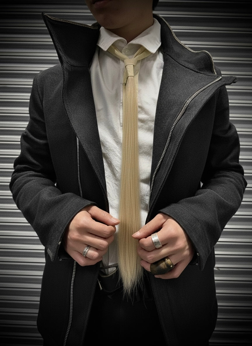Carol Christian Poell SS06 "U-Turn" 'AM/2028 HAAR/2A’ Blonde Human Hair Tie detail | DRIEW GARMENTS