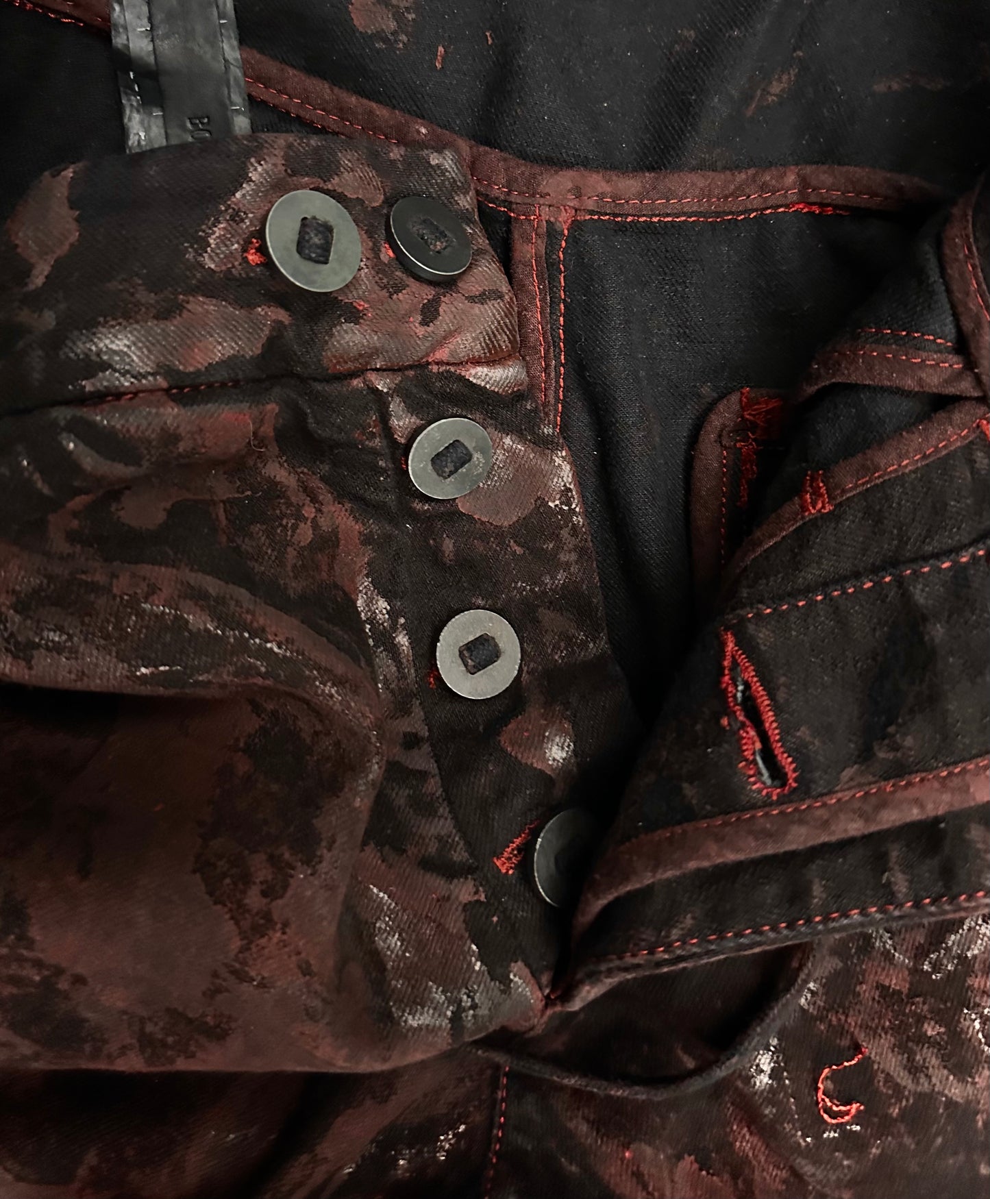 Boris Bidjan Saberi AW15-16 P13-RF ‘Bloor Red’ Object Dyed J-cut Vinyl Coating Denim