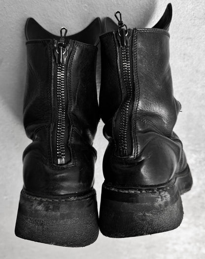 Julius_7 Early 00s Black Leather “Edge” Combat Boots