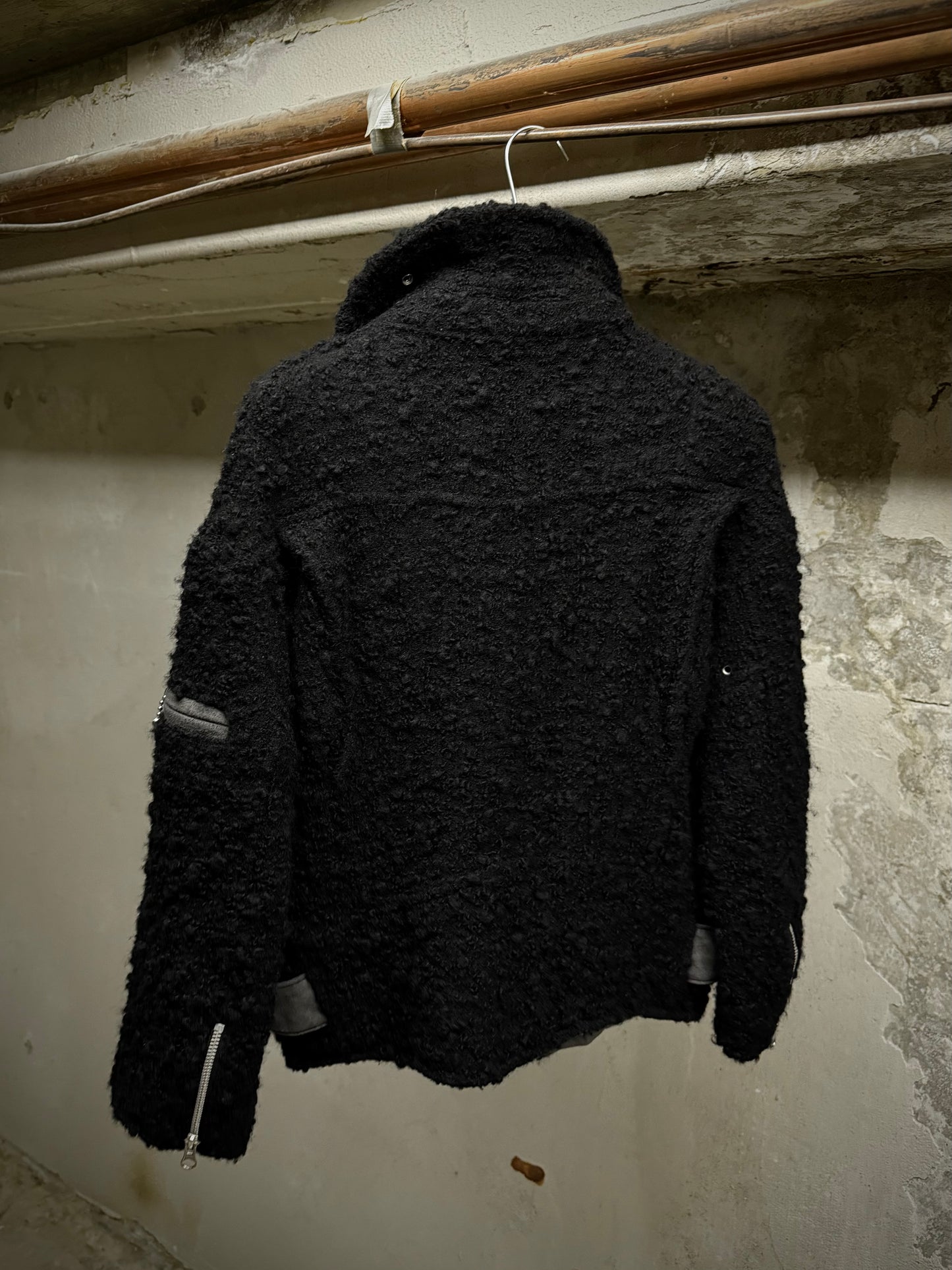 Junya Watanabe AW07 Black Wool Multi-zip Shearling Rider Jacket detail | DRIEW GARMENTS