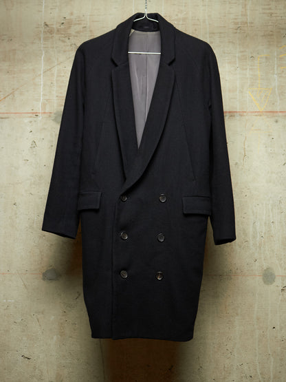 DIET BUTCHER SLIM SKIN AW14 "FOREST OF FOG" Wool Raglan Double Breasted Long Blazer