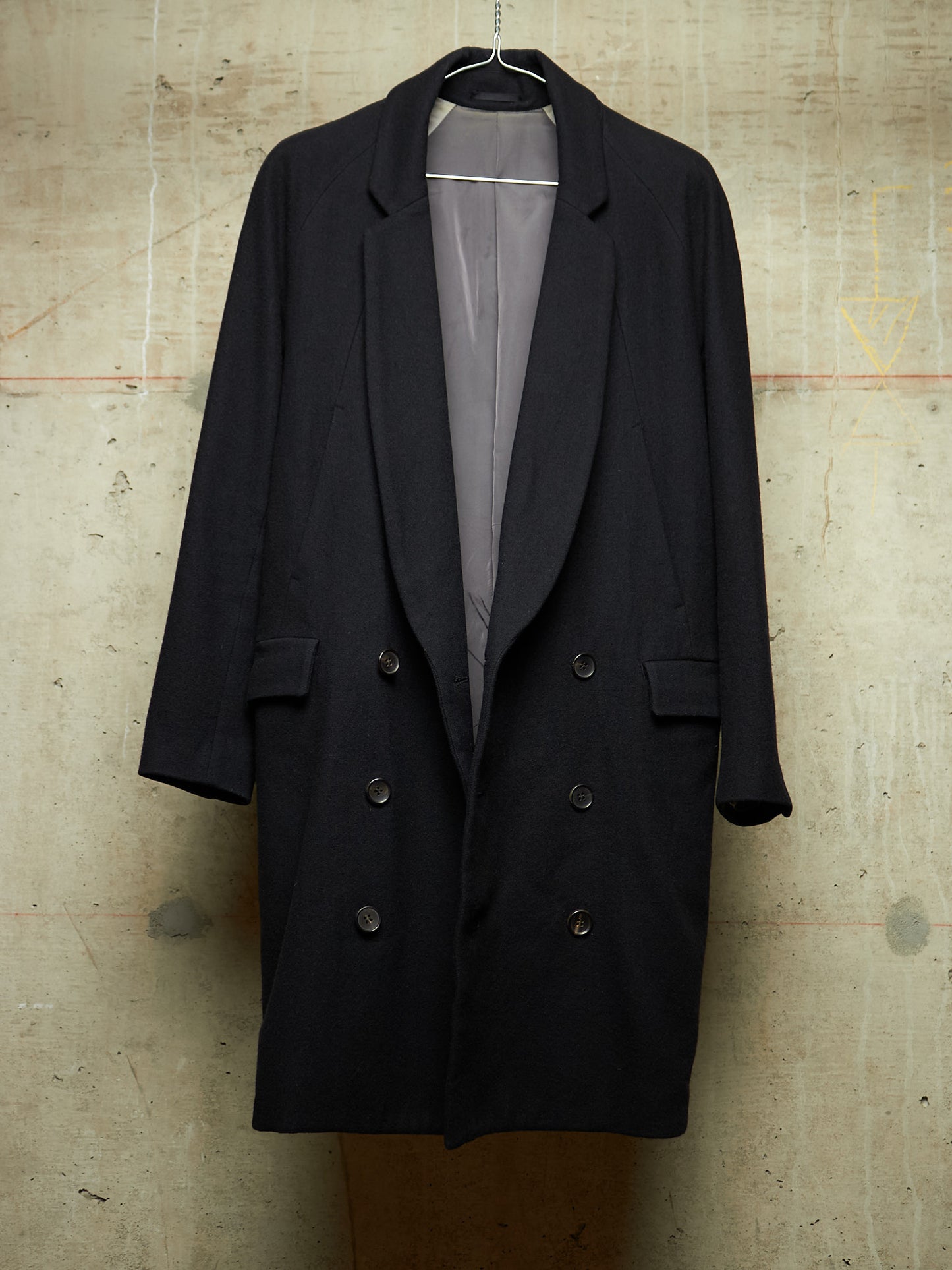 DIET BUTCHER SLIM SKIN AW14 "FOREST OF FOG" Wool Raglan Double Breasted Long Blazer