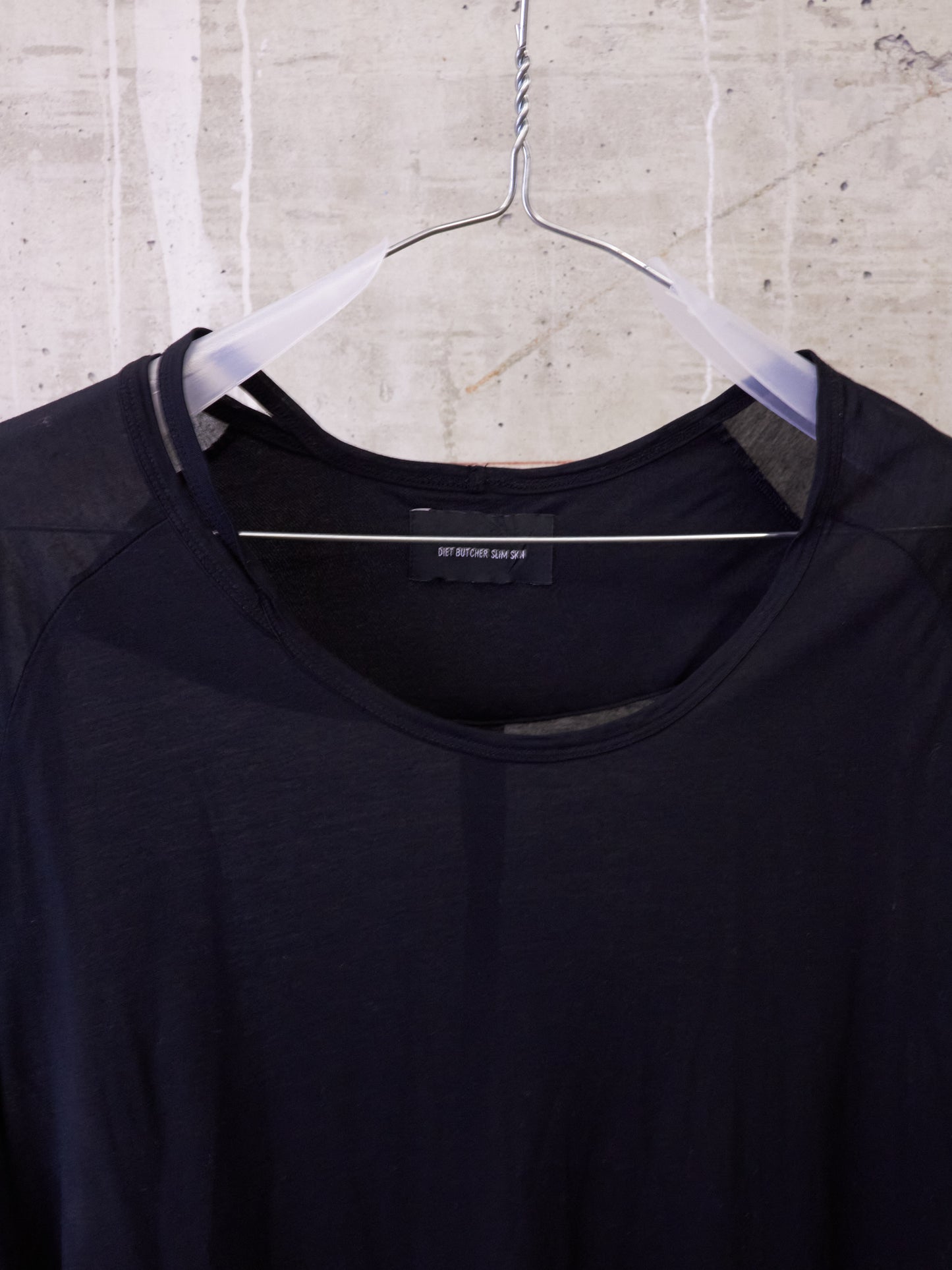 DIET BUTCHER SLIM SKIN 2010s Asymmetric Hem Distressed Raglan Long-sleeves
