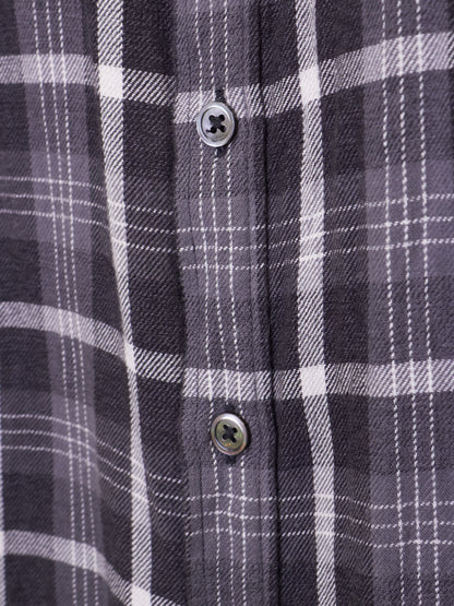 DIET BUTCHER SLIM SKIN SS17 "Flower Bullet" Oversized Grey Plaid Check Frayed Hem Shirt