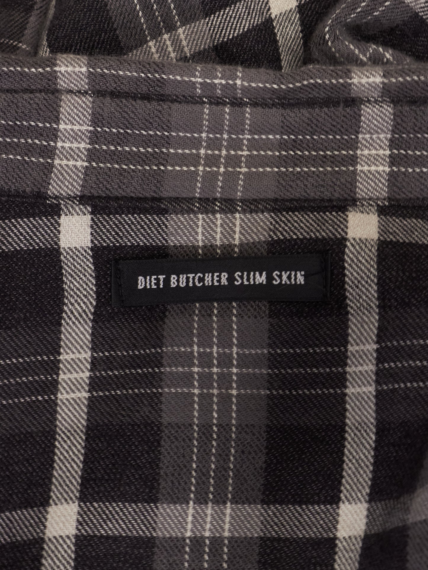 DIET BUTCHER SLIM SKIN SS17 "Flower Bullet" Oversized Grey Plaid Check Frayed Hem Shirt