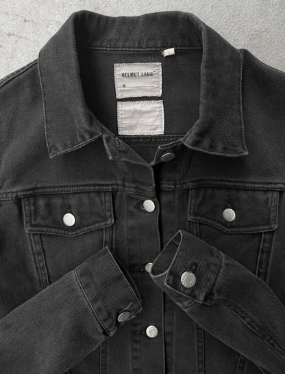 Helmut Lang Early 00s Washed Black Denim Trucker Jacket