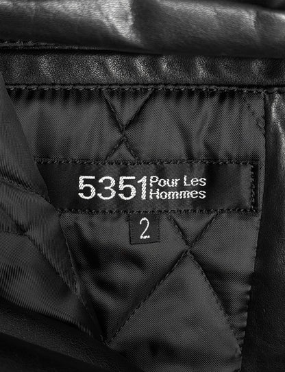 5351 Pour Les Hommes Early 00s Cowhide Leather Belted Moto Trench Coat