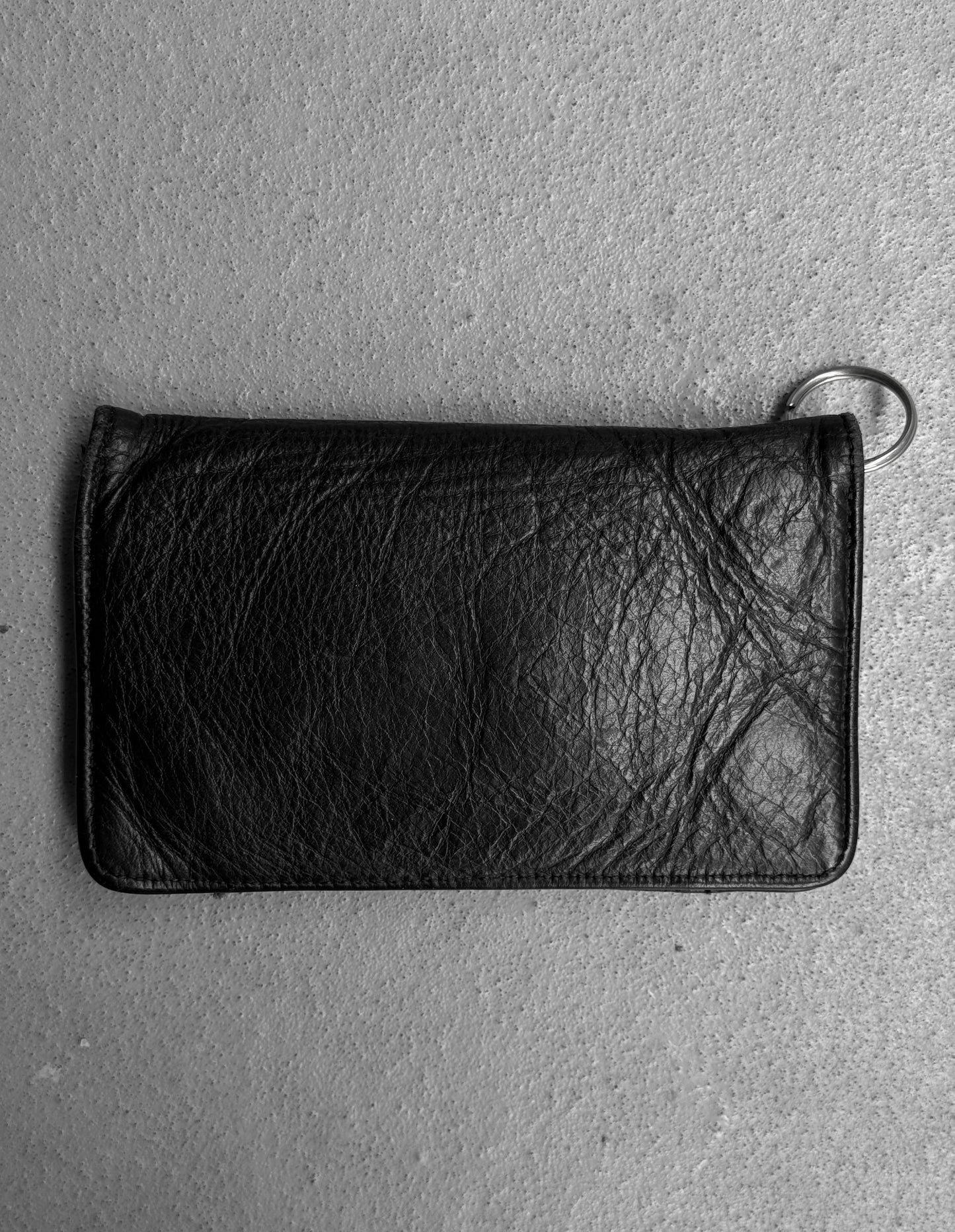 A&G Rock N’ Roll Couture Early 00s Silver Studded Fleur Leather Bi-fold Wallet