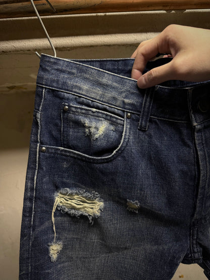 PIERRE BALMAIN SS12 Distressed Blue Skinny Denim