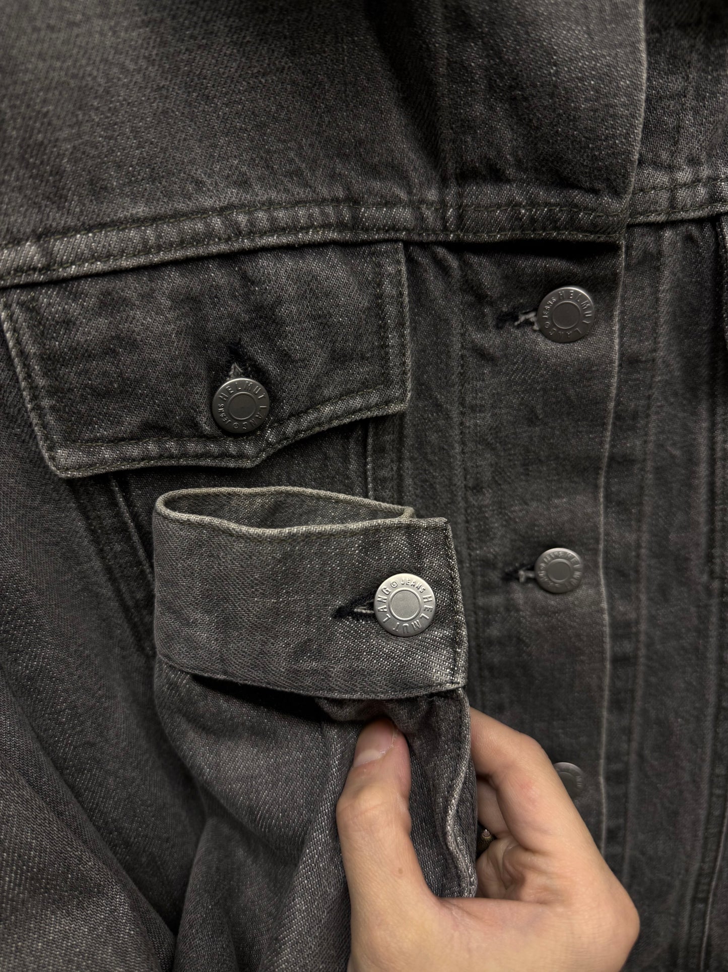 Helmut Lang Early 00s Washed Grey Denim Trucker Jacket
