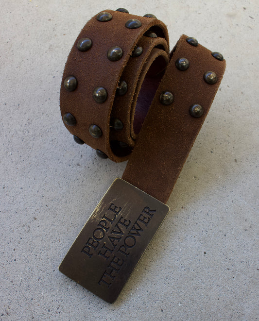 Hysteric Glamour 2000s “People Have The Power” Suede Leather Studded Belt