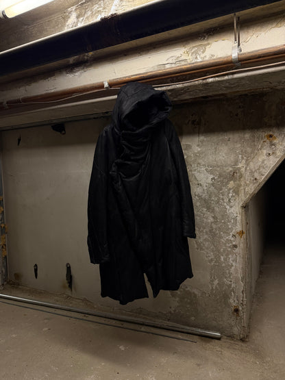 Julius_7 AW15-16 "sphere;" Hooded Lamb Nubuck Leather Down Puffer Jacket