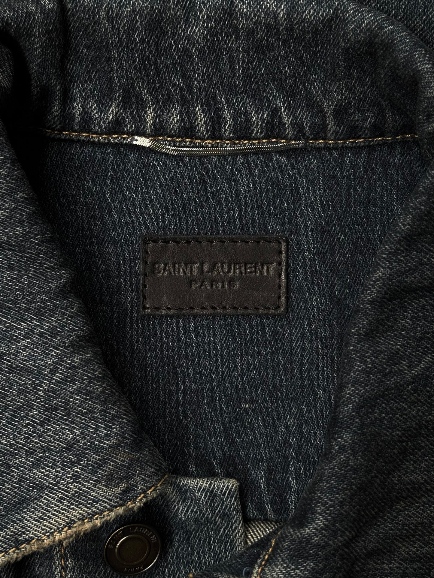 Saint Laurent Paris SS16 Distressed Denim Trucker Jacket