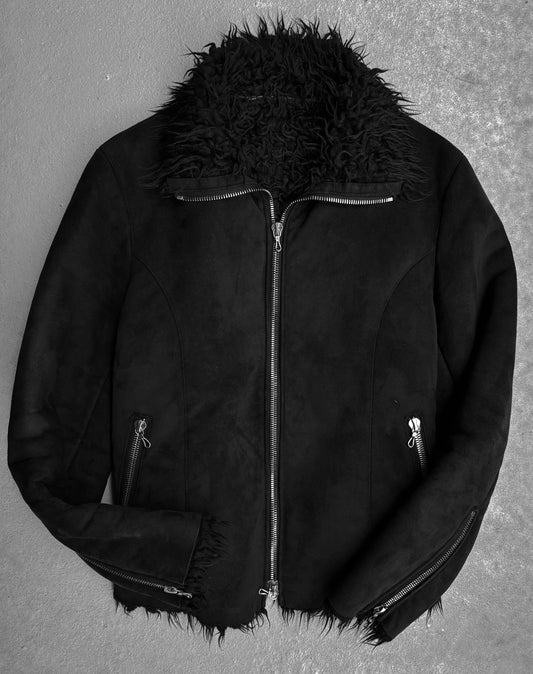 SHELLAC Early 00s Faux Shearling Rider Jacket