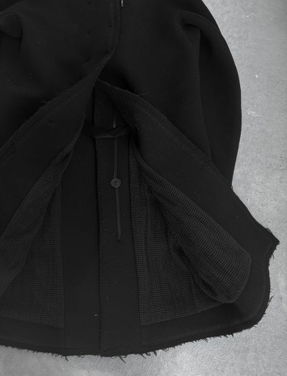 Boris Bidjan Saberi AW21 'COAT MID 1 F19203' Frayed Edge High Neck Wool Coat