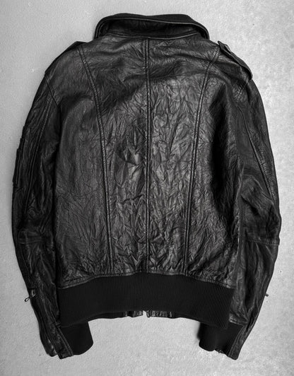 SHELLAC Early 00s Distressed Lambskin Leather Multi-zip Rider Jacket