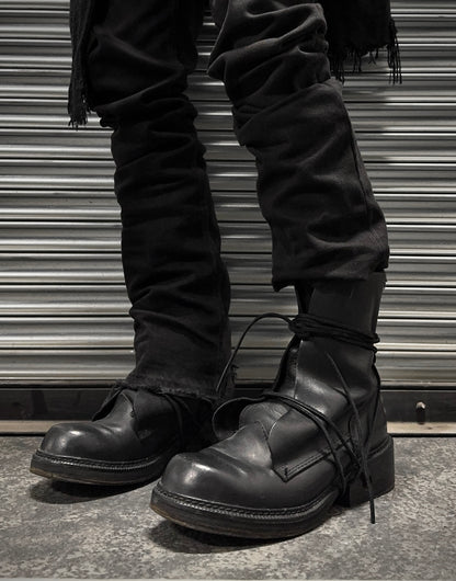 Dirk Bikkembergs AW94-95 Black Leather Military Lace-through Boots