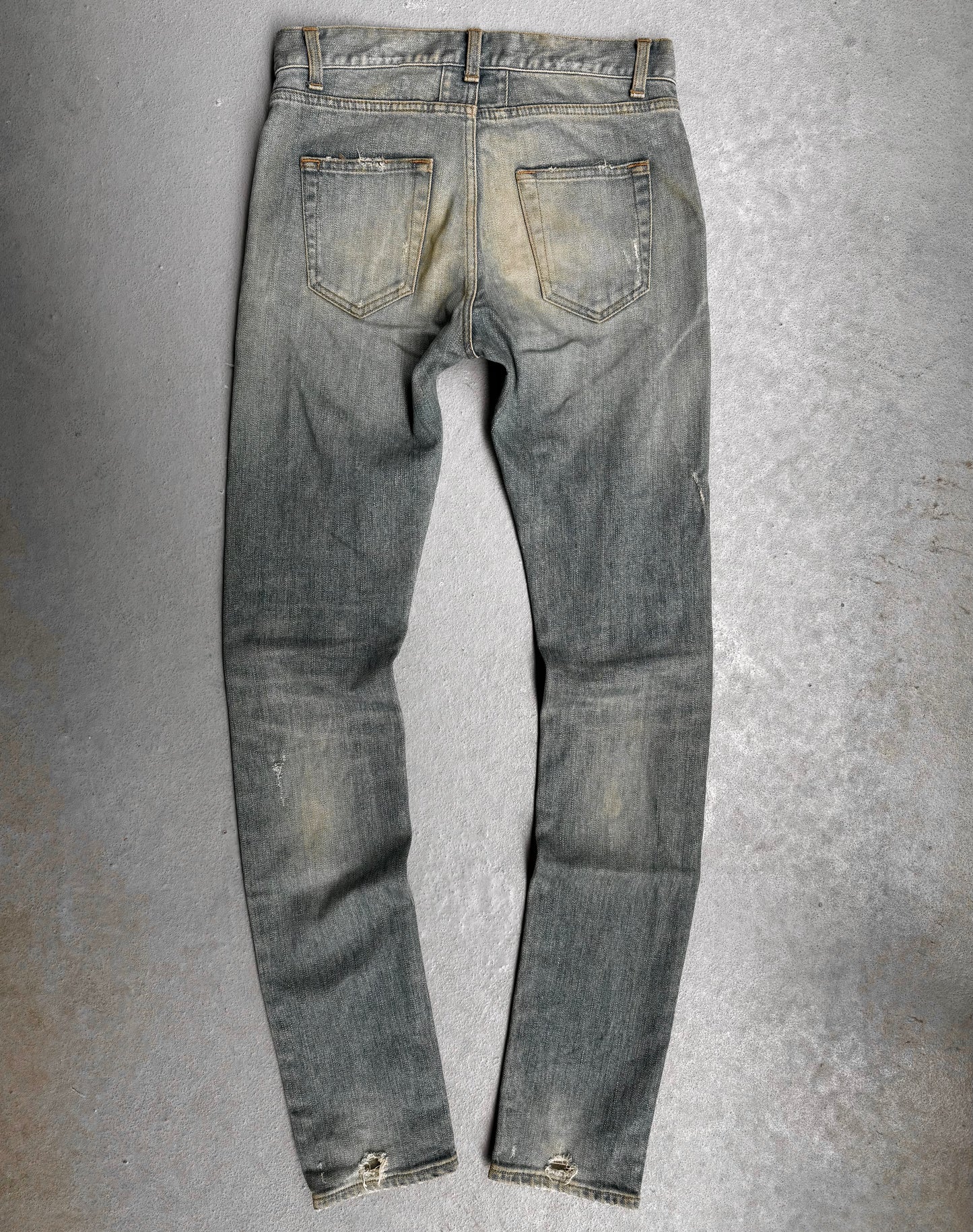 Saint Laurent Paris AW15 ‘D02' Distressed Crash Light Wash Skinny Denim