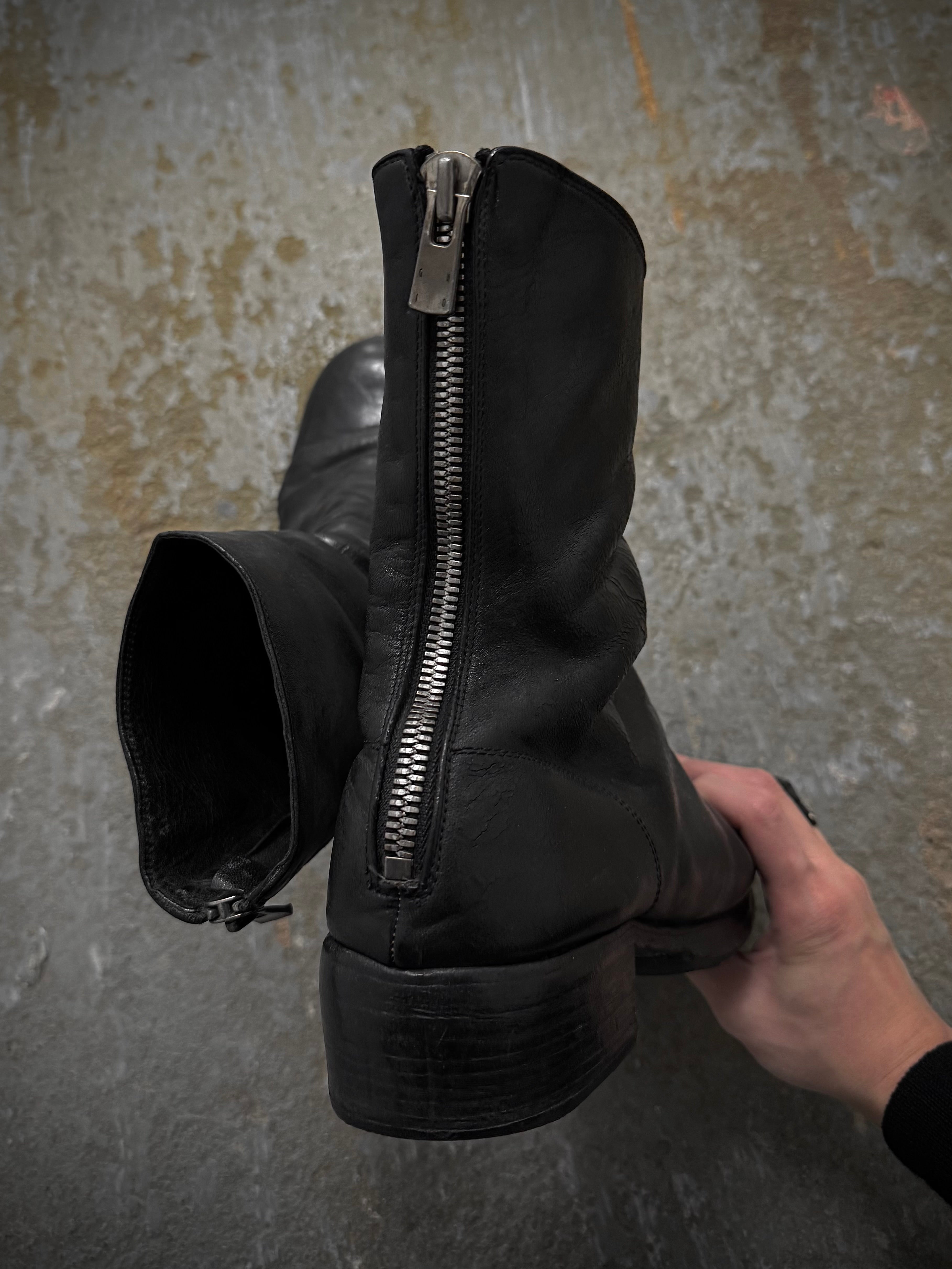 靴 GUIDI 788 HORSE LEATHER GUIDI 788 Black Horse Leather Back Zip Boots | Size 44 – DRIEW