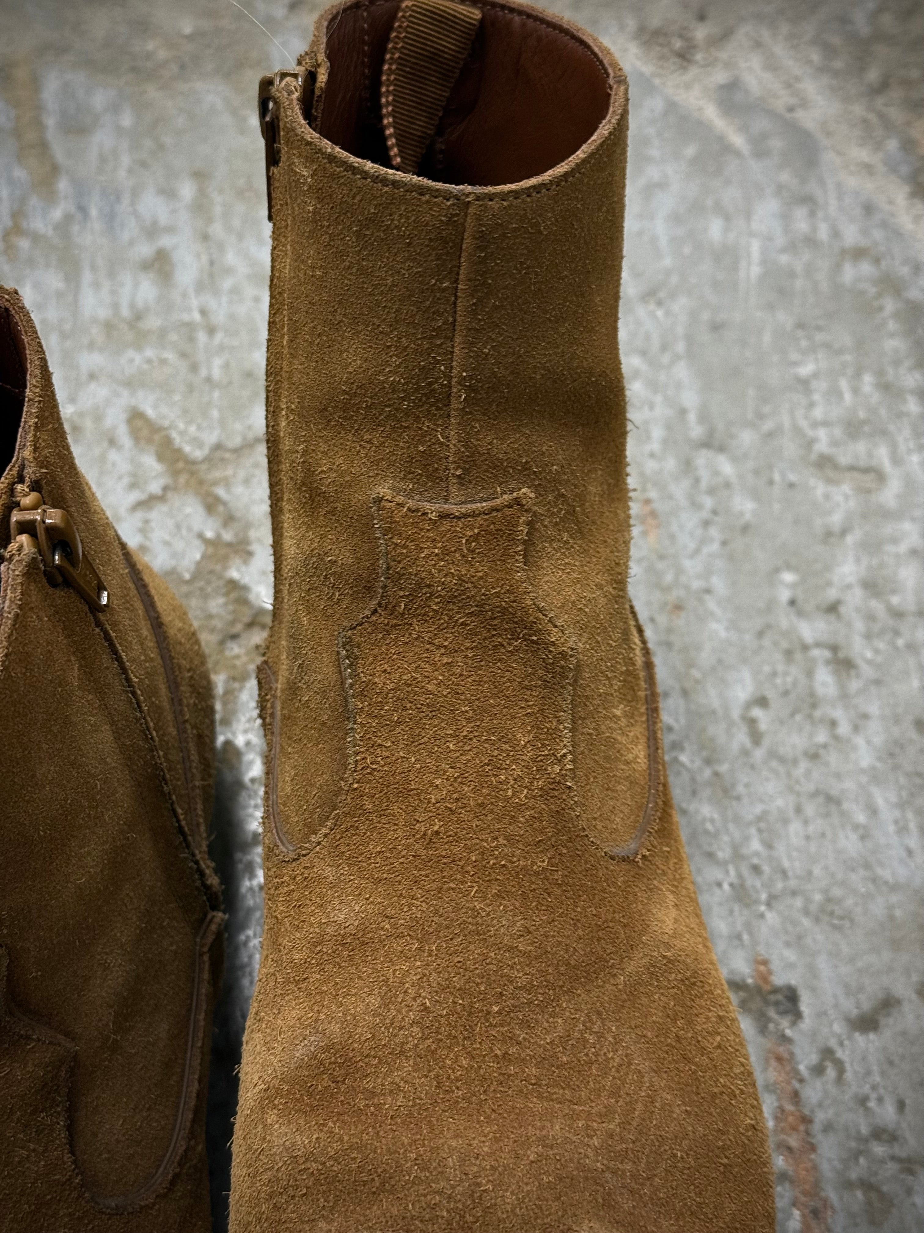 CELINE by Hedi Slimane SS19 Brown Suede 'Jacno' Side Zip Boots – DRIEW