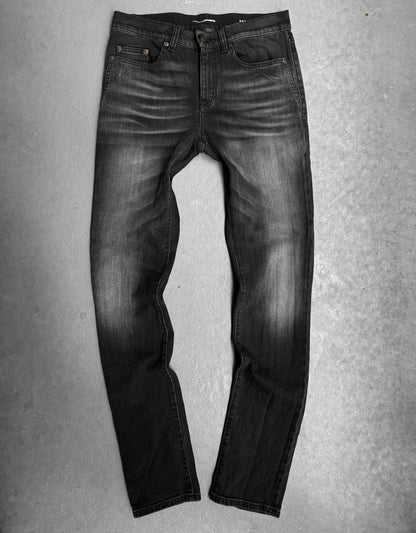 Saint Laurent Paris AW17 Washed Black ‘D02’ Claw-mark Skinny Denim