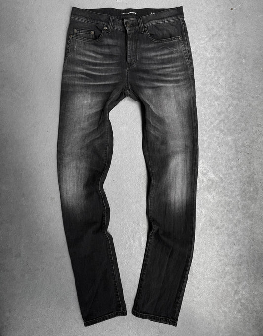 Saint Laurent Paris AW17 Washed Black ‘D02’ Claw-mark Skinny Denim