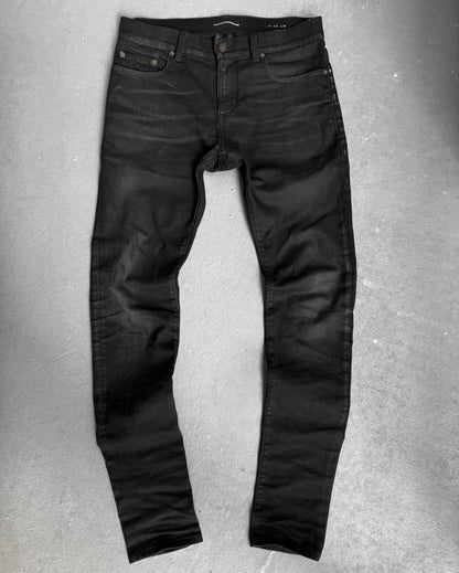 Saint Laurent Paris AW16 Light-waxed Black 'D02' Skinny Denim