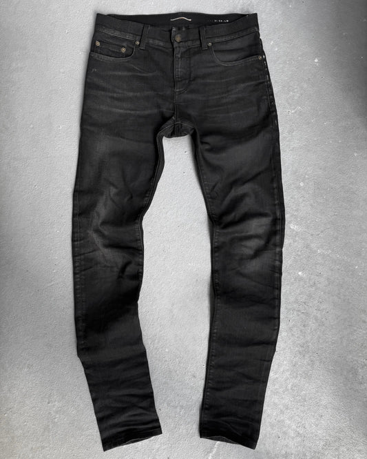 Saint Laurent Paris AW16 Light-waxed Black 'D02' Skinny Denim