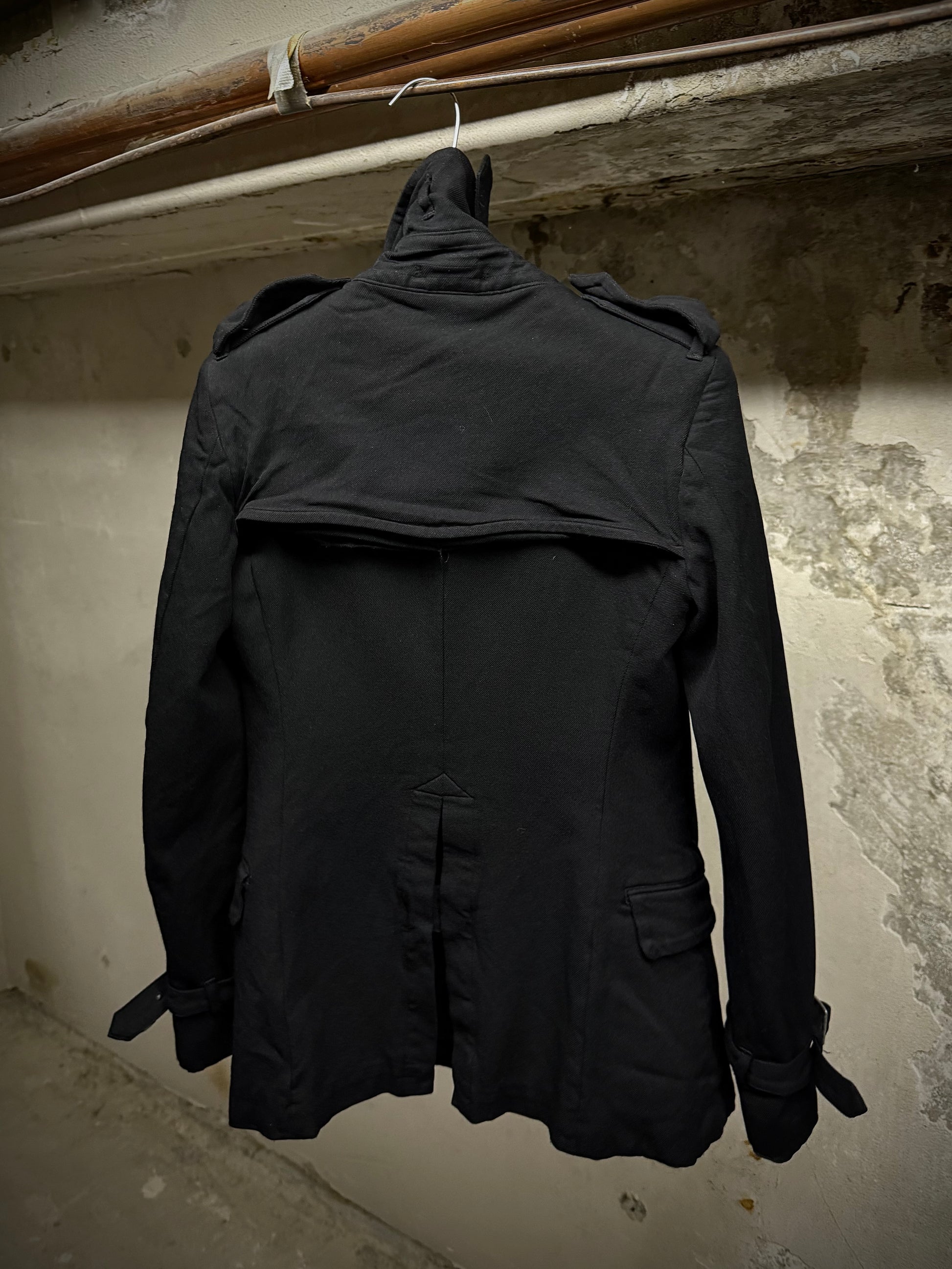 COMME des GARÇONS HOMME PLUS SS12 Cut-Out Poly Napoleon Trench Coat detail | DRIEW GARMENTS