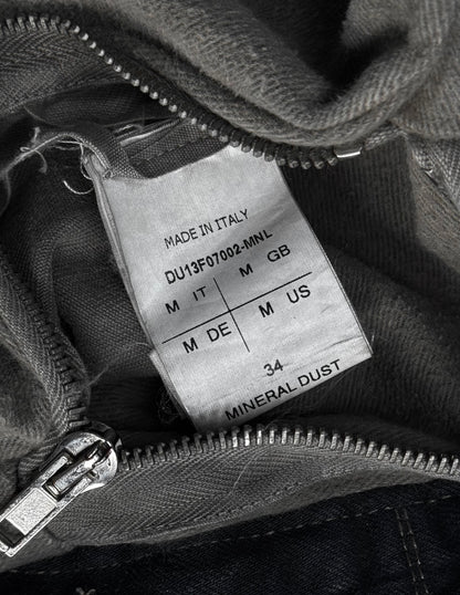 Rick Owens DRKSHDW AW13 “PLINTH” Mineral Dust Leather Sleeves Trucker Jacket