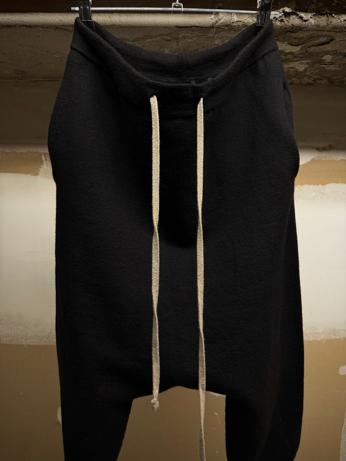 Rick Owens SS17 "WALRUS" Drop-crotch Virgin Wool Shorts detail | DRIEW GARMENTS