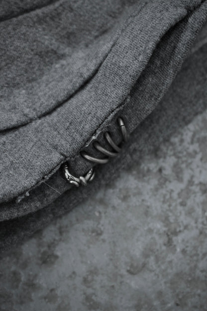 14thAddiction Early 00s Grey Layered Metal Piecing Beanie detail | DRIEW GARMENTS