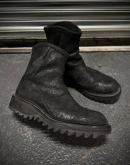 Julius_7 SS16 “Angel_s;” Blistered Reverse Cow Leather Back Zip Boots