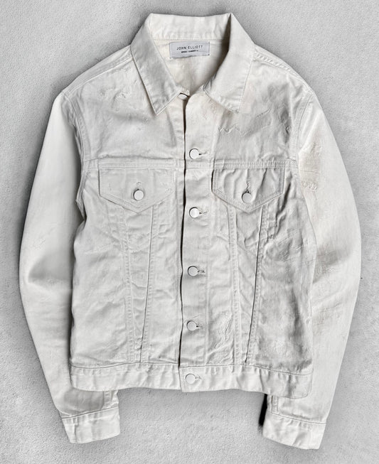 John Elliot SS19 White Painted Denim Trucker Jacket