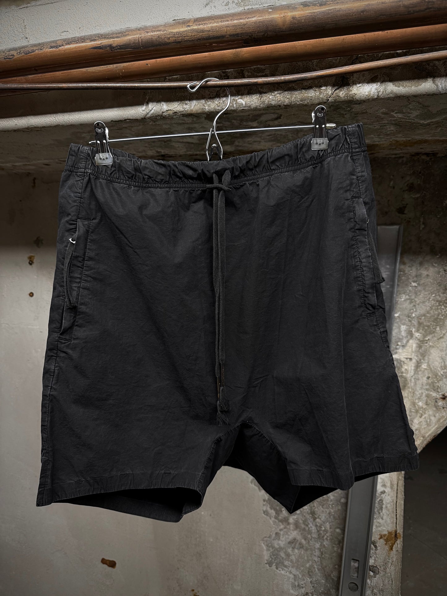 Boris Bidjan Saberi SS18 'P7 F1502M' Black Resin Dyed Drop-crotch Shorts