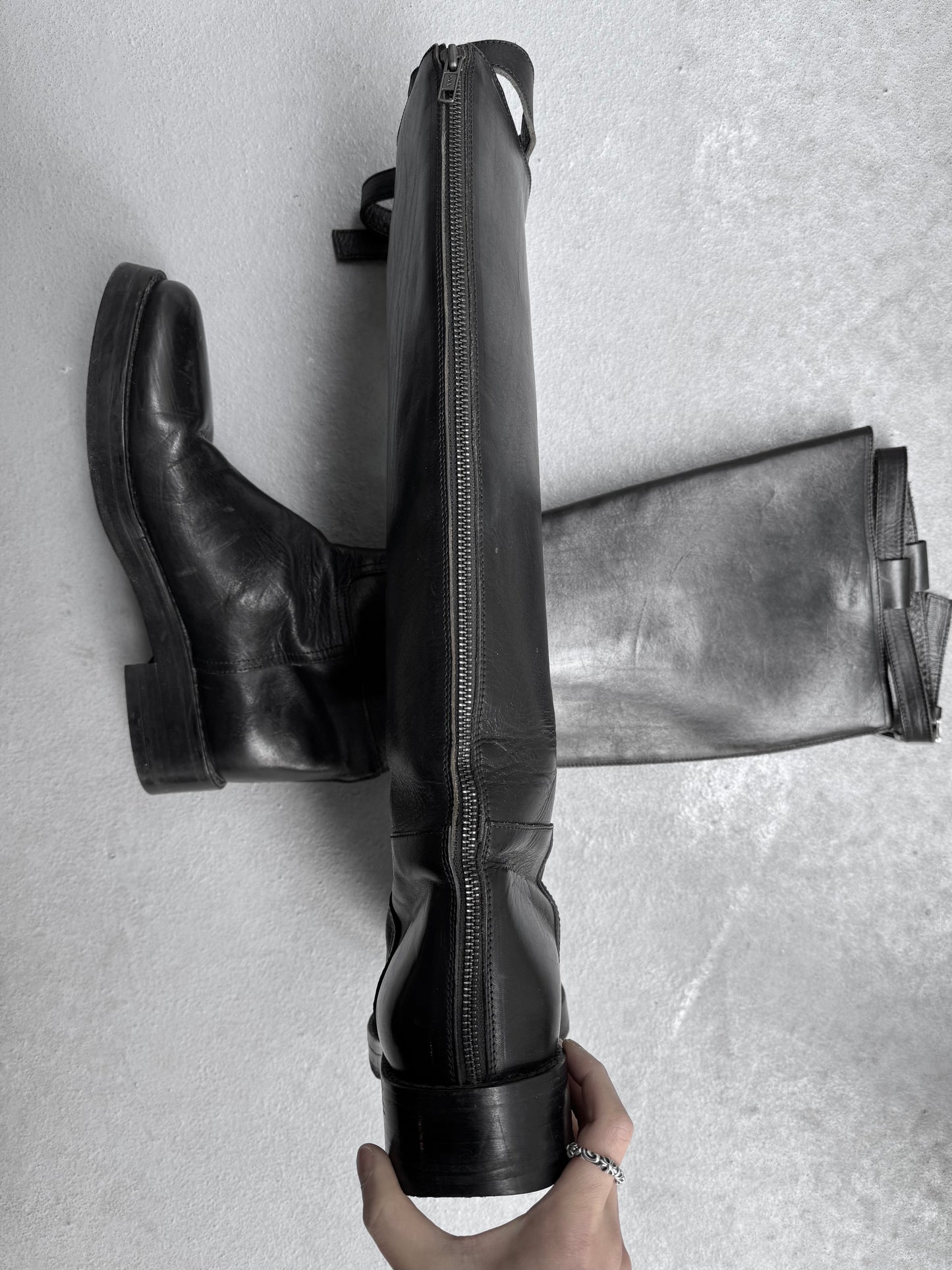 Ann Demeulemeester AW04 Knee-high ‘Tucson Nero’ Horse Riding Leather Boots
