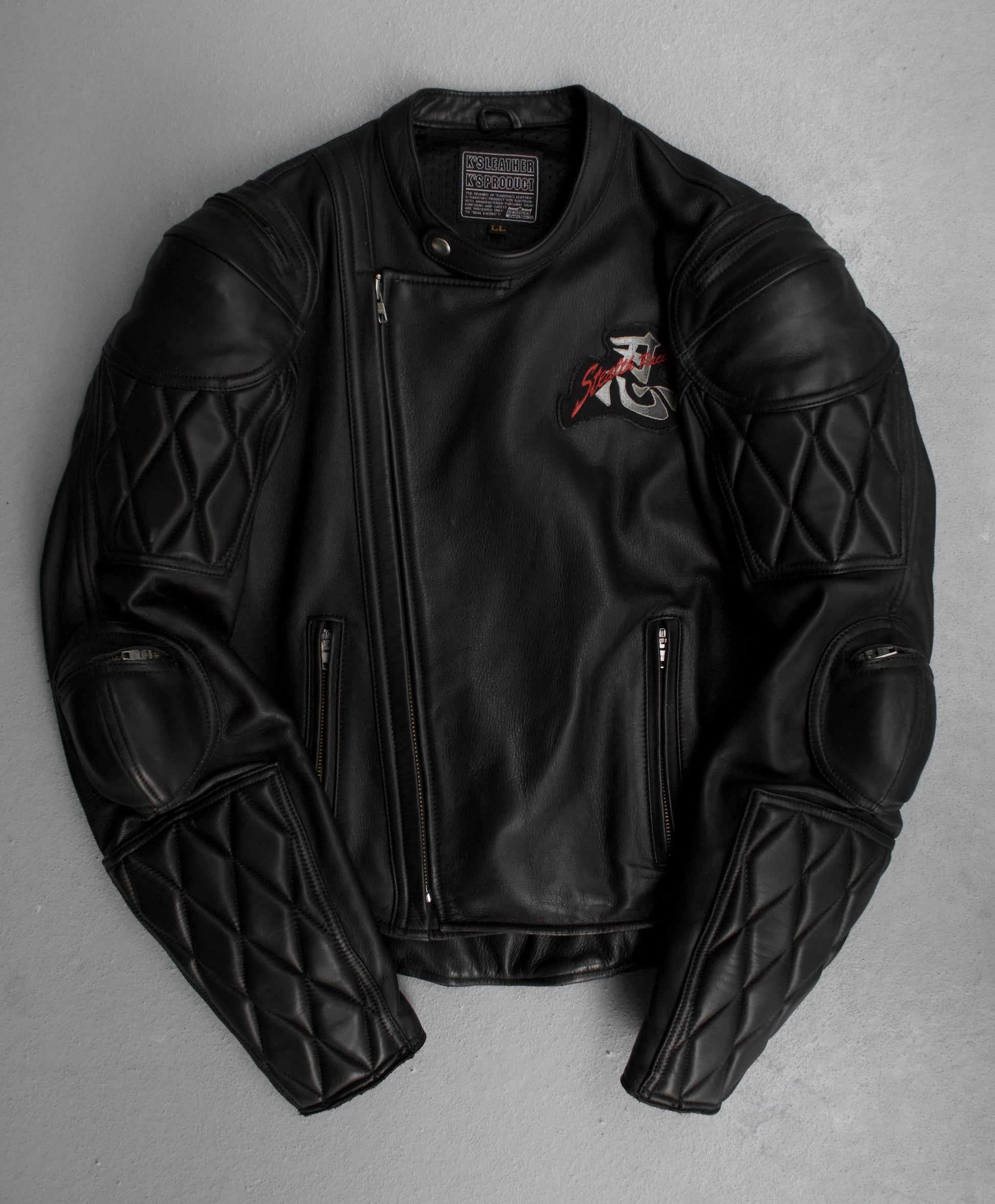 KADOYA Padded Cow Leather Motorcycle Jacket