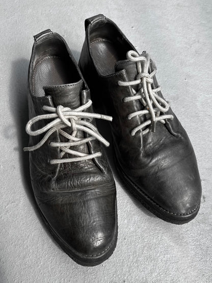 Carol Christian Poell ‘AM/2597 IN CORS-PTC’ Grey Object-dyed Horse Leather Folded Officer Derbies