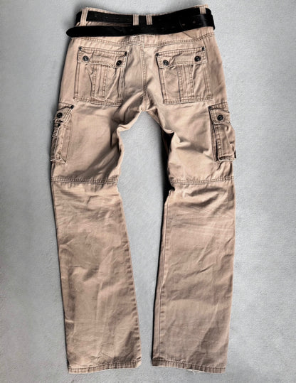 InTheAttic Early 00s Beige Bootcut Military Cargo Pants