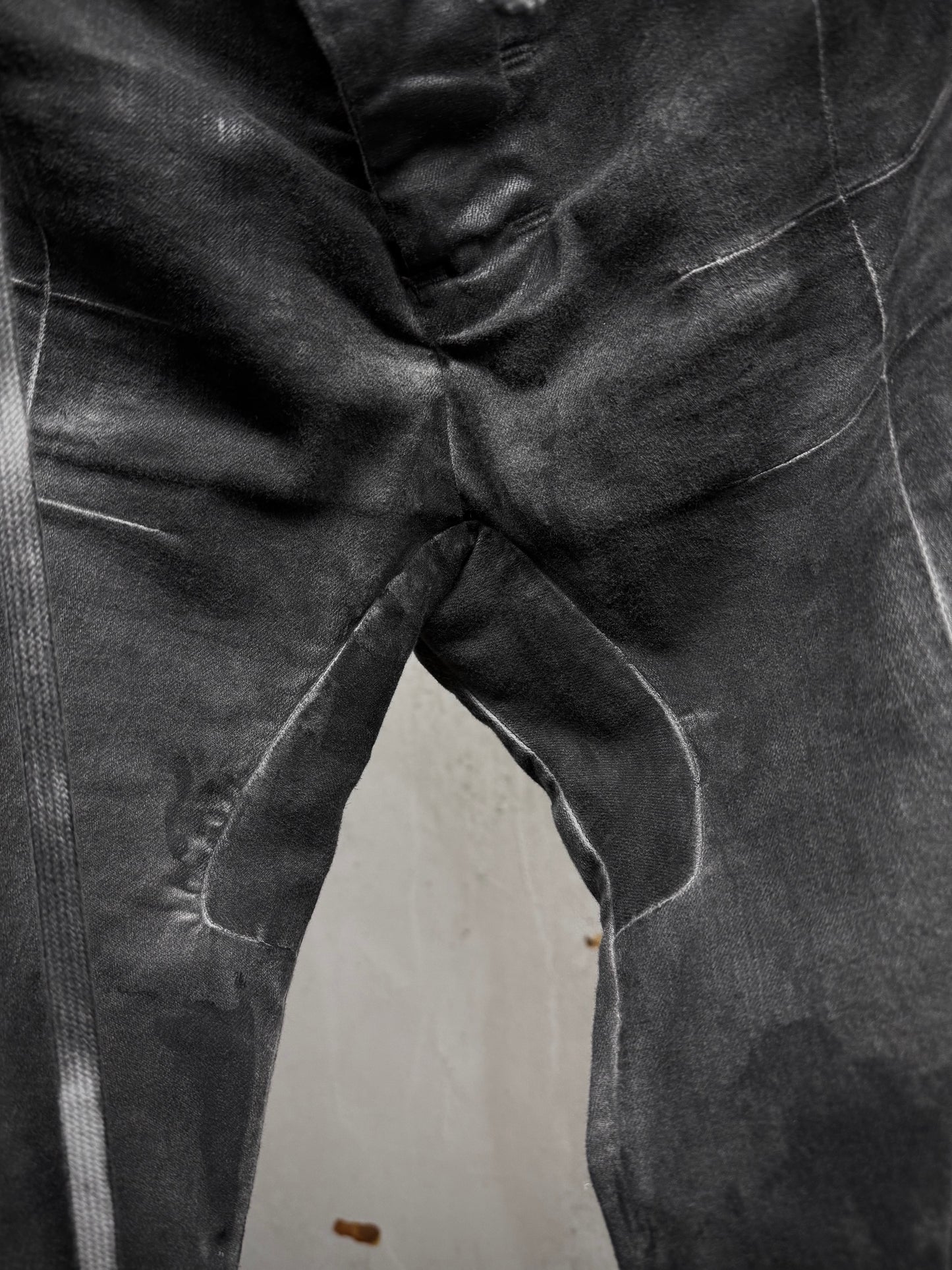 Boris Bidjan Saberi SS22 'WP13 FTS10001' Patina Grey Vinyl Processed Skinny Stretch Denim