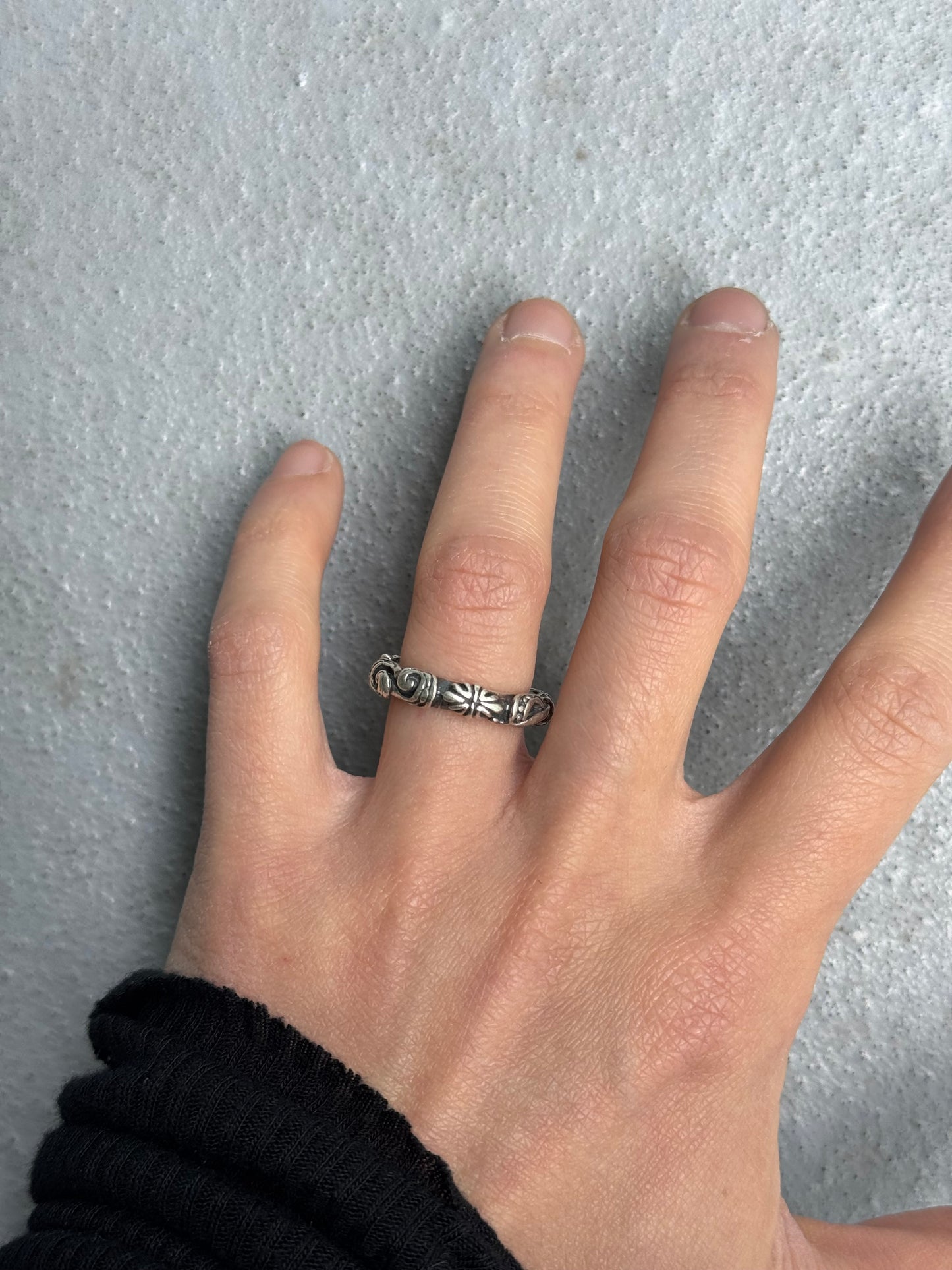 A&G Rock N’ Roll Couture Early 00s Engraved Eternity Band Silver Ring