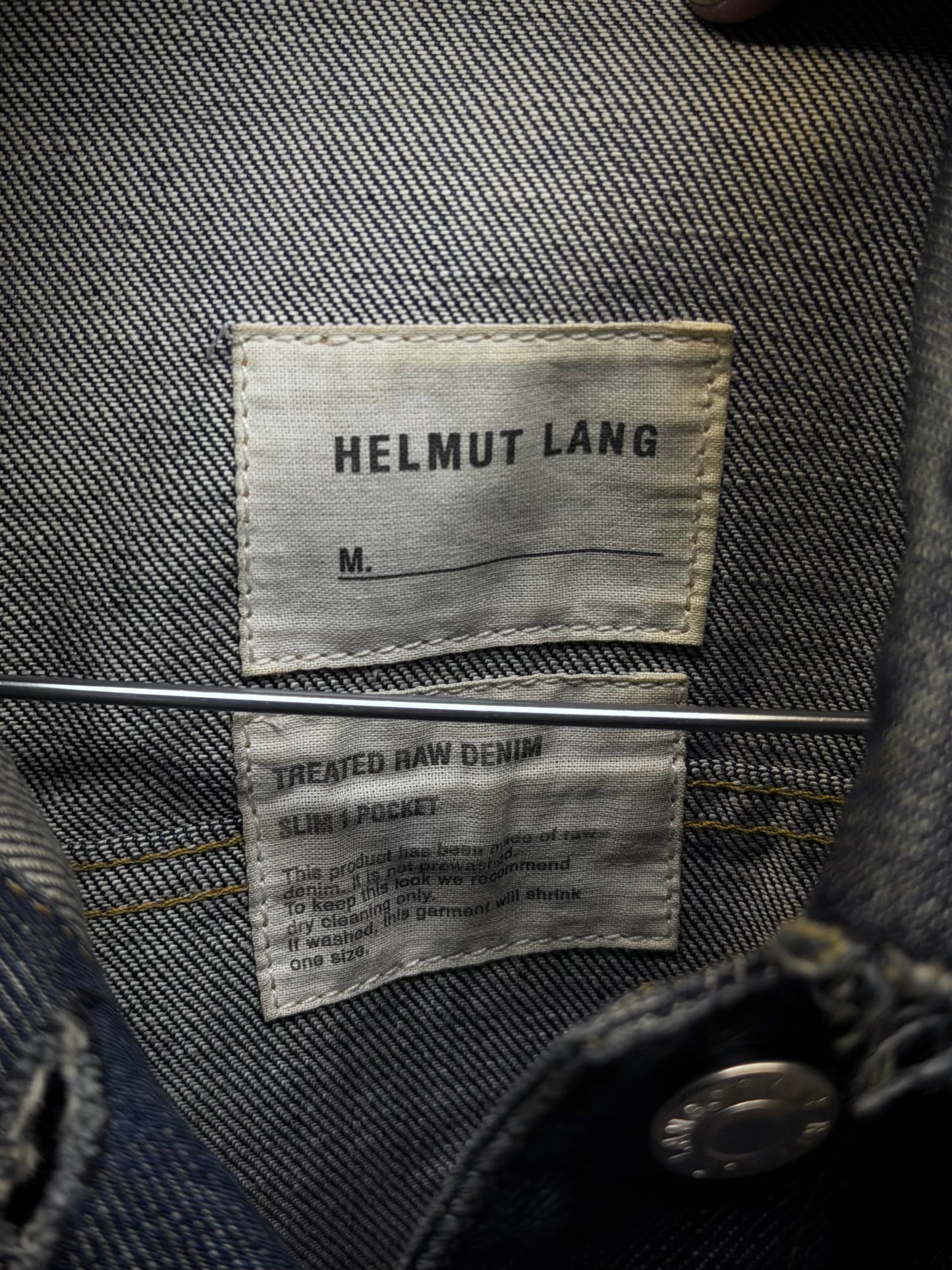 Helmut Lang SS03 Hybrid Lamb Leather Sleeve Raw Denim Jacket