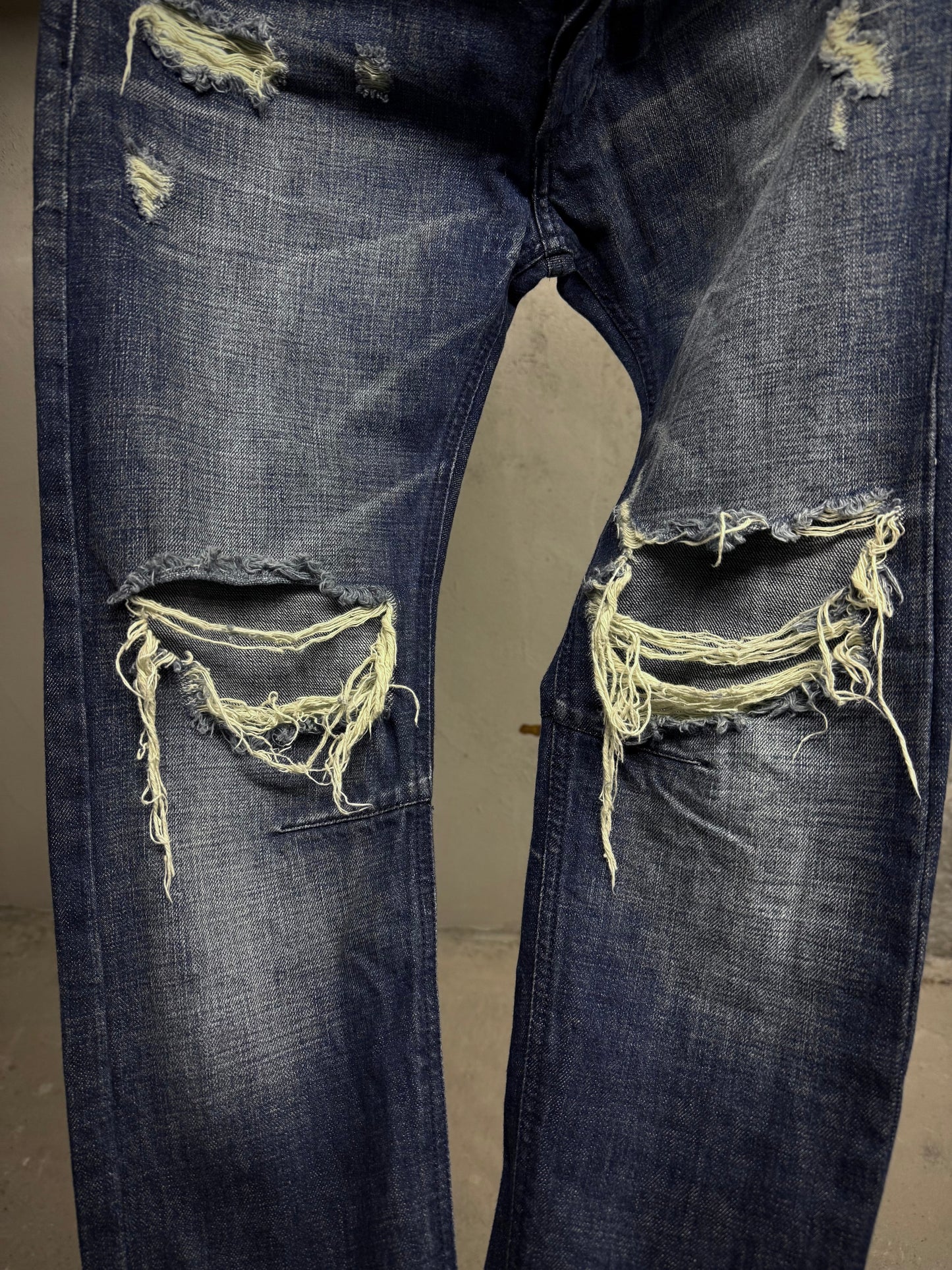 PIERRE BALMAIN SS12 Distressed Blue Skinny Denim