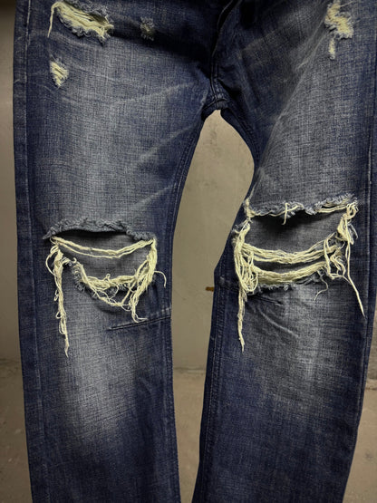 PIERRE BALMAIN SS12 Distressed Blue Skinny Denim