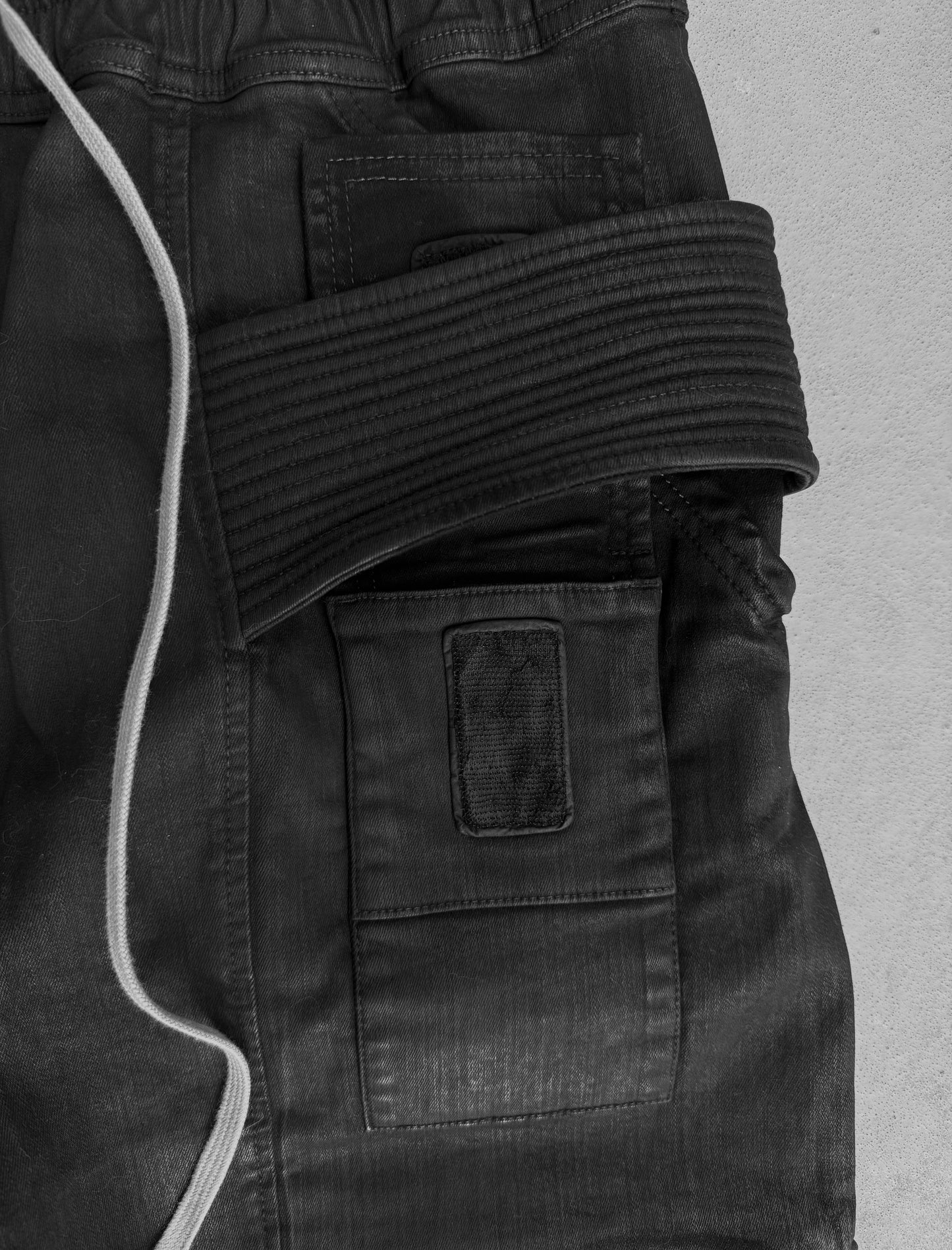 Rick Owens DRKSHDW AW24 "PORTERVILLE" Drop-crotch Waxed Creatch Cargo Denim