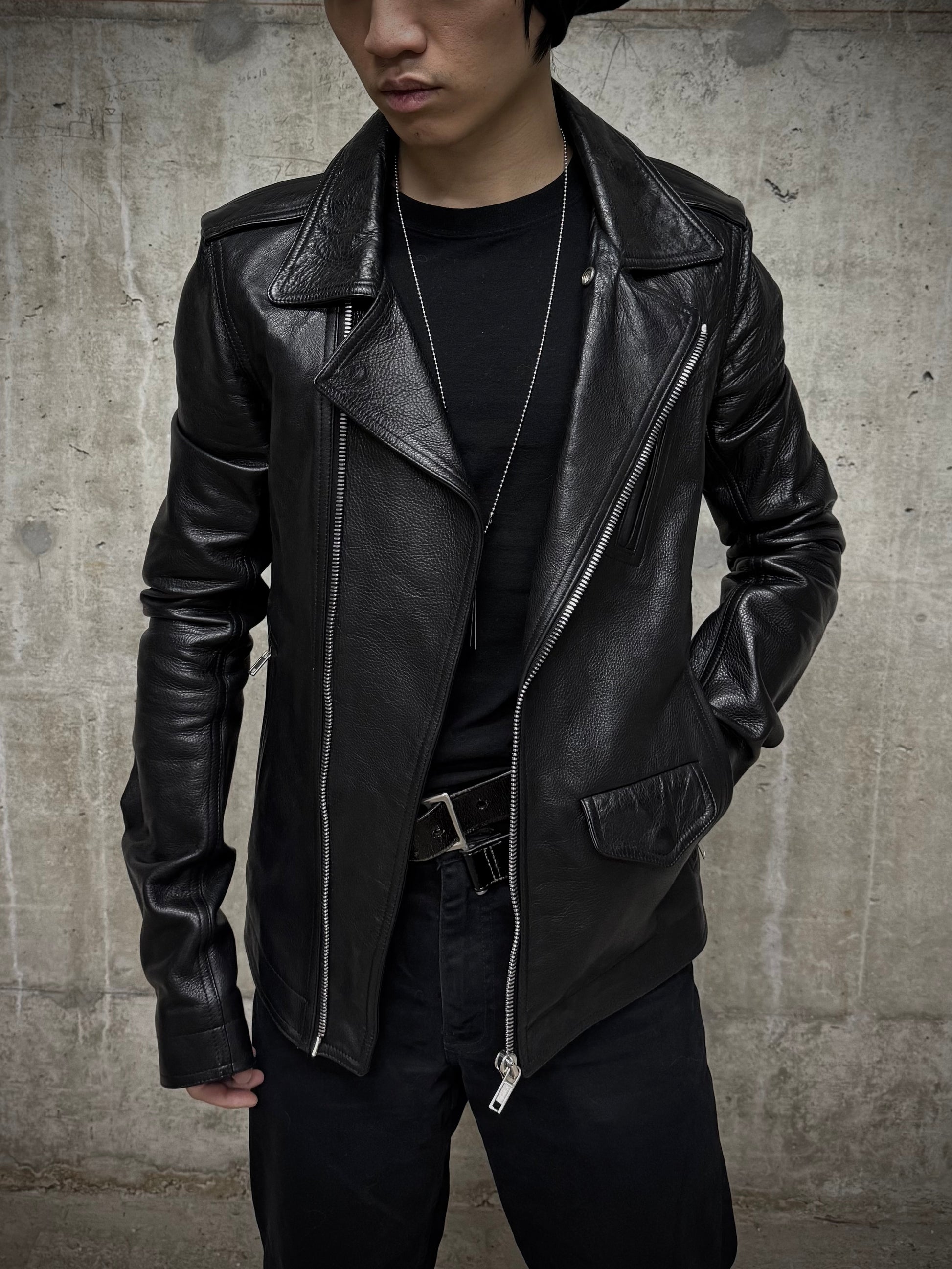 Rick Owens SS17 "WALRUS" Stooges Calf Leather Rider Jacket detail | DRIEW GARMENTS