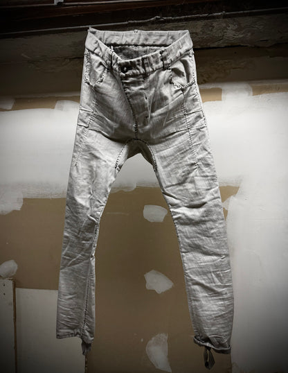 Boris Bidjan Saberi AW21 ‘P13-HS-TF’ Faded Light Grey Resin-Dyed Hand Stitch Denim