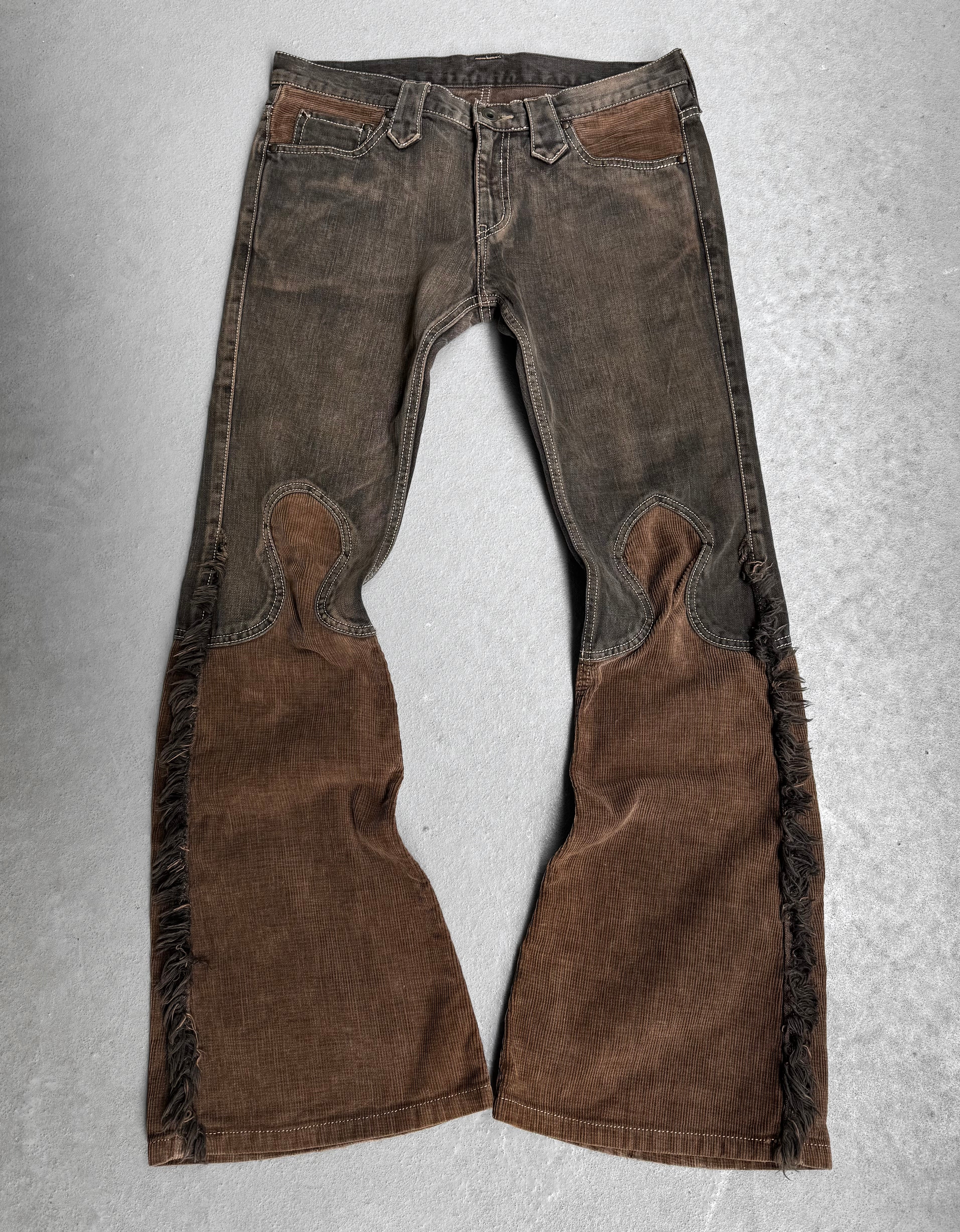 LED RECHWE Early 00s Hybrid Corduroy 'Sword' Western Frayed