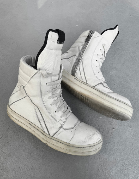 Rick Owens SS16 “CYCLOPS” All-white Geobasket Leather Sneakers