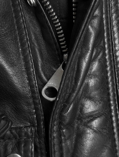 DIOR HOMME AW08 by Kris Van Assche Leather Double Pockets Rider Jacket
